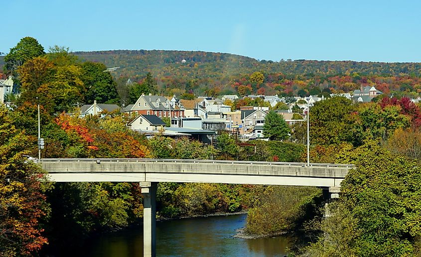 The beautiful skyline of Jim Thorpe in fall.