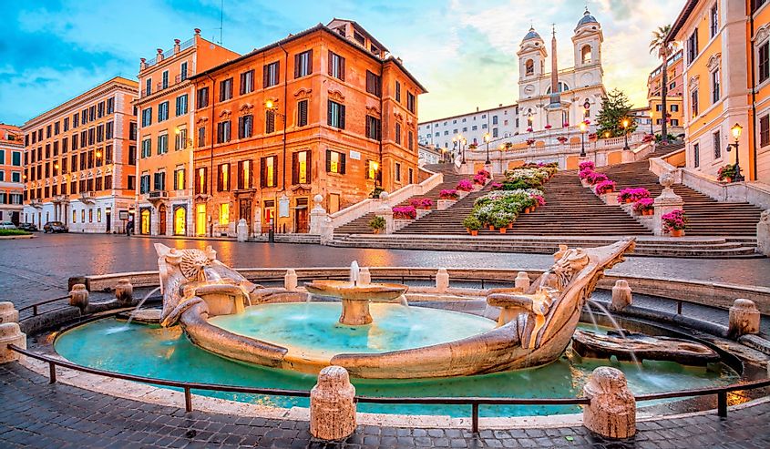Piazza di Spagna square and fountain in Rome, italy