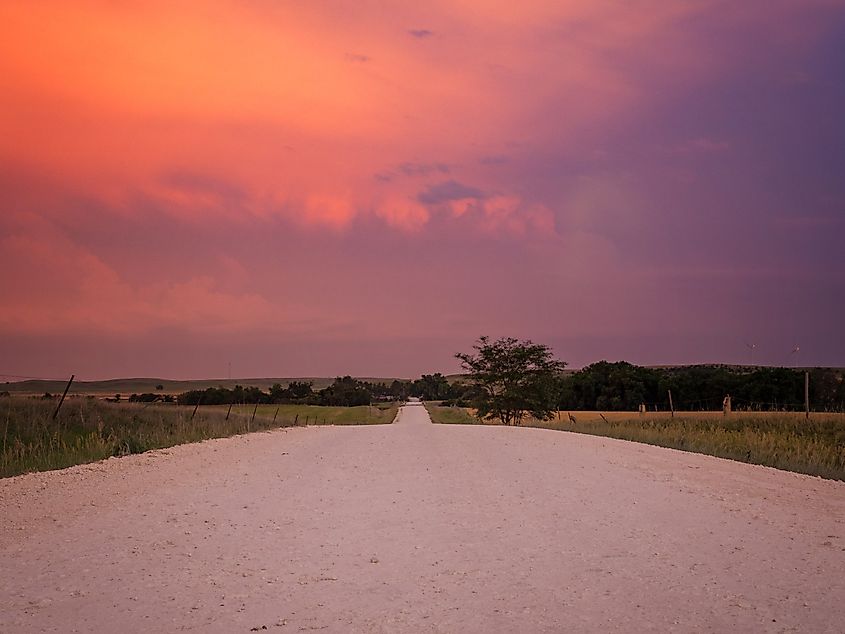 Country road in Ellis County, Kansas.