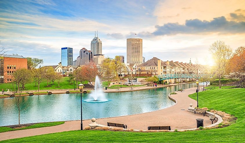 Downtown of Indianapolis by Indiana Central Canal