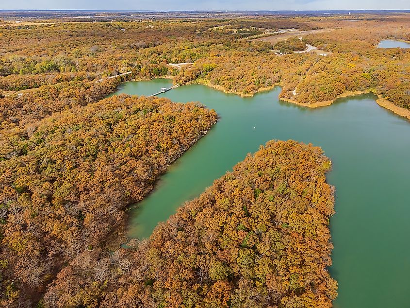 Gorgeous fall landscape of the Lake Murray State Park.