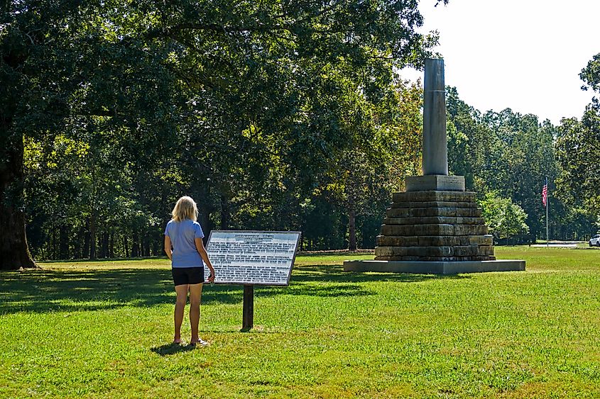 The Meriwether Lewis Memorial Monument along the Natchez Trace Parkway in Hohenwald, Tennessee.