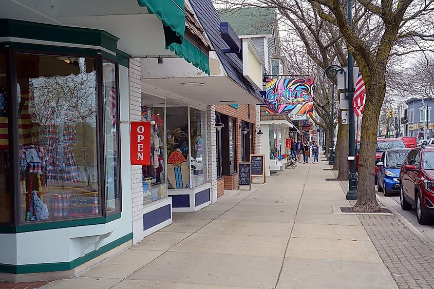 Street view in Charlevoix, Michigan.