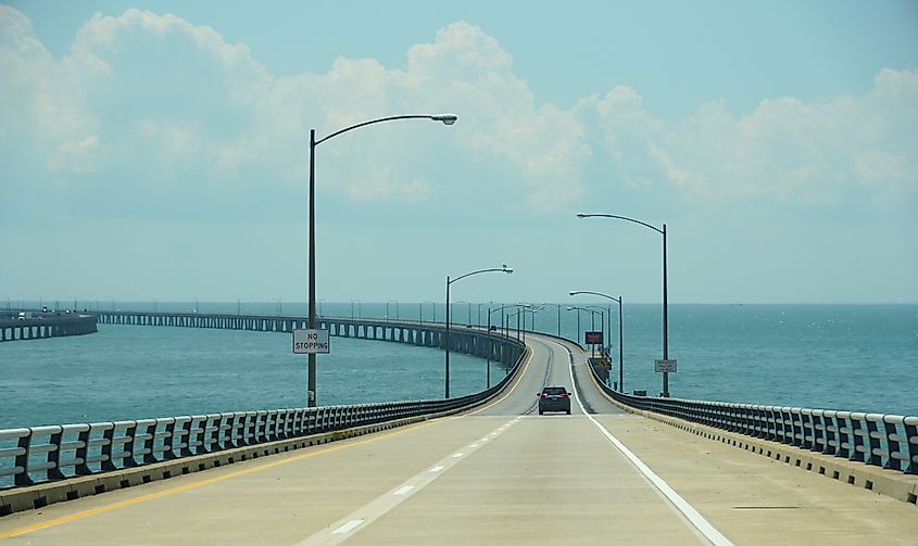 The light traffic on Chesapeake Bay Bridge Tunnel in the summer, via Khairil Azhar Junos / Shutterstock.com