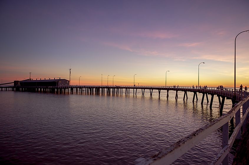 Sunset over the jetty in Derby, Western Australia.