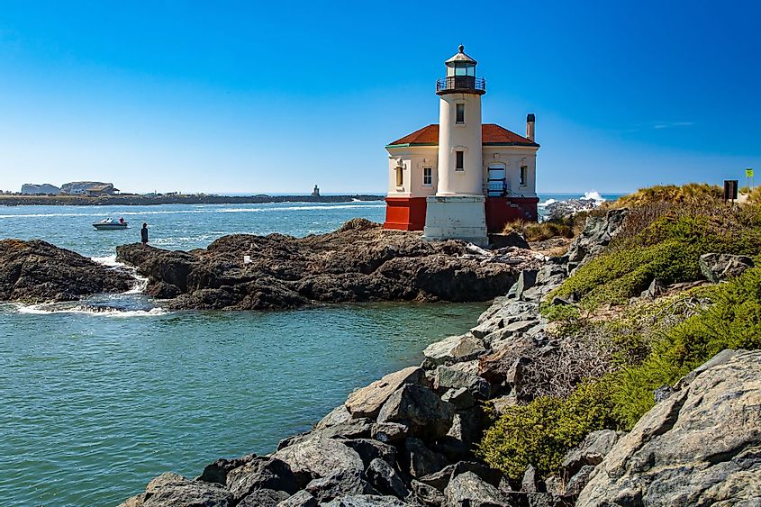 The Bandon Lighthouse on the Coquille River at Bandon, Oregon
