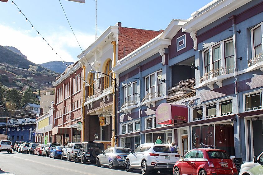 Downtown street in Bisbee Arizona.