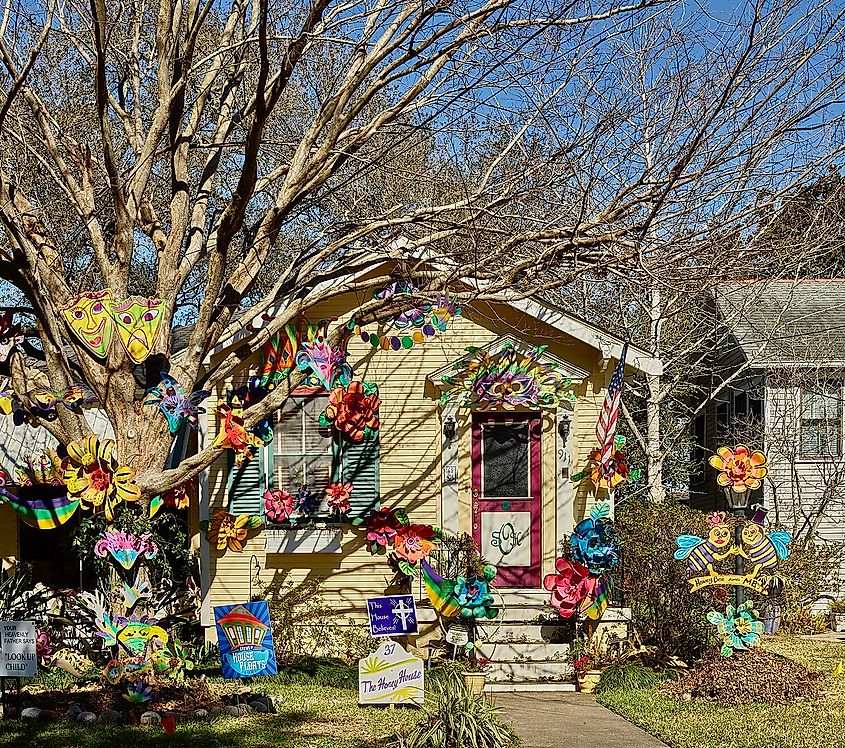 Colorfully decorated home in Gretna, Louisiana.