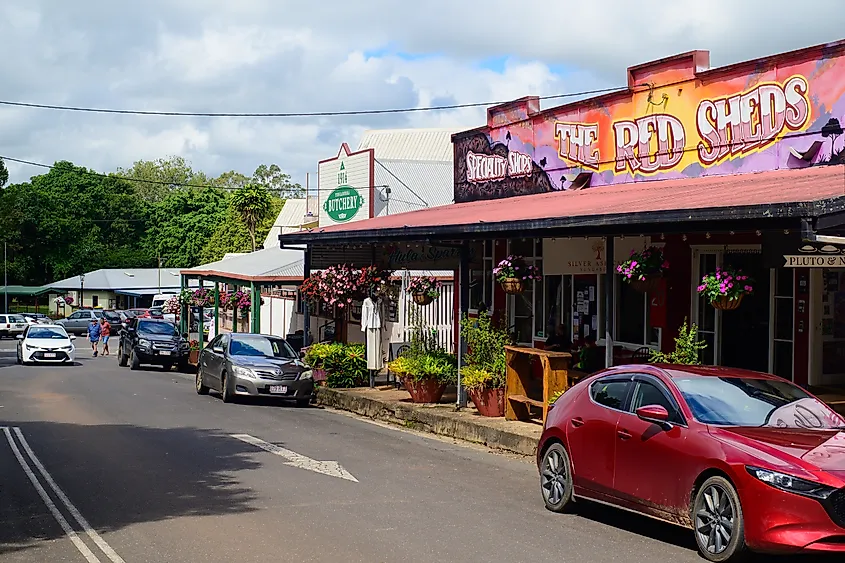 Bustling tourist town of Yungaburra, Queensland, Australia.