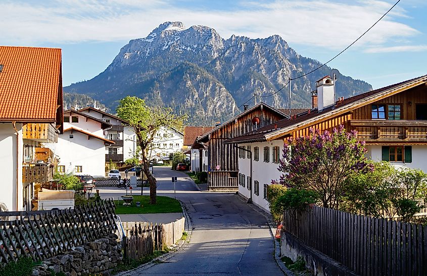 Picturesque alpine countryside in Schwangau in the Bavarian Alps, Bavaria, Germany