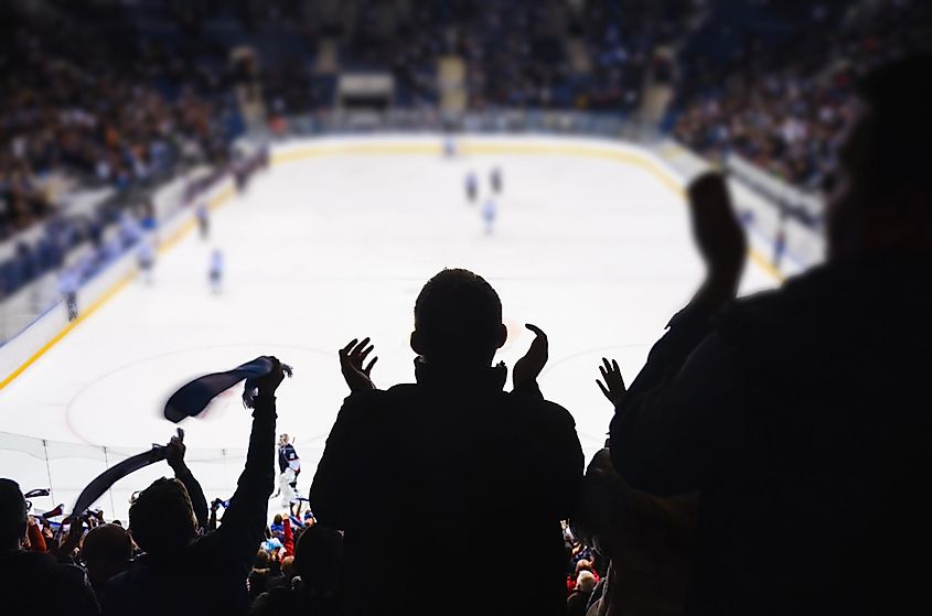 Ice Hockey Fans Cheering Their Team 