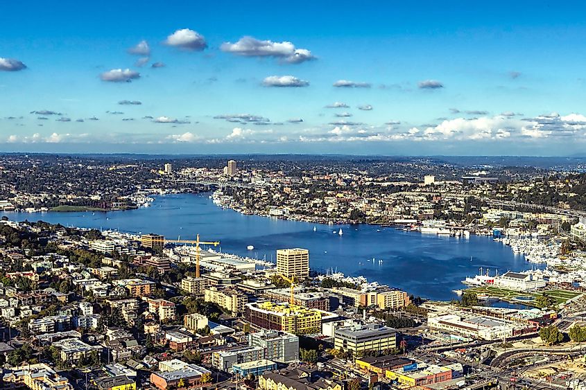 Lake Union and surrounding districts view in Seattle, Washington
