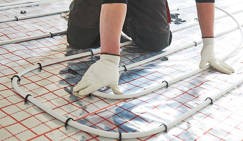 Underfloor heating installation.