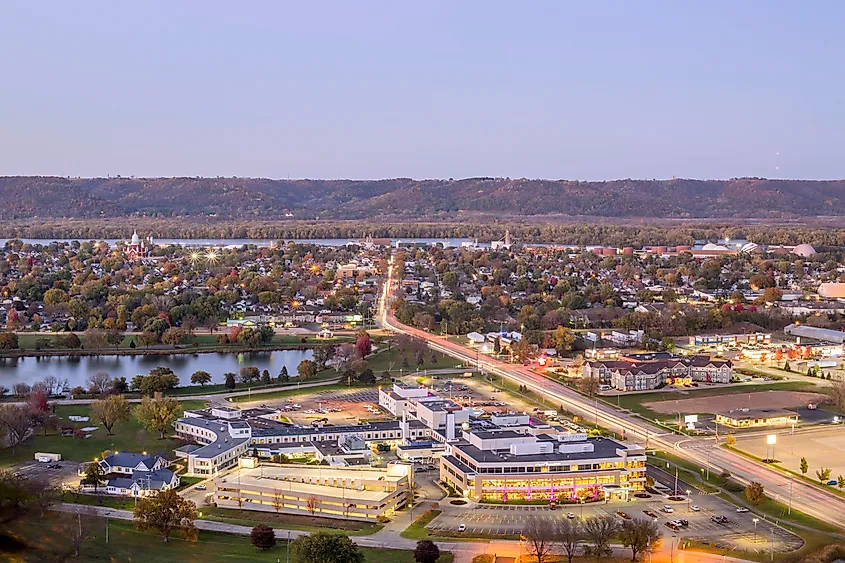Aerial view of Winona, Minnesota.