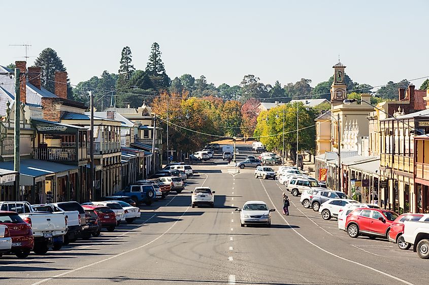 View along Ford Street, the main commercial street in central Beechworth