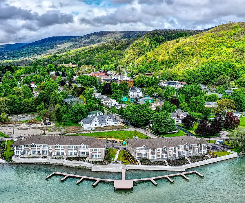  Aerial view of Hammondsport, New York. 