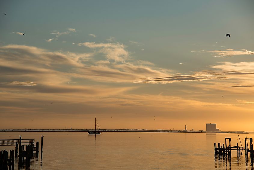 Sunrise on Indian River in Titusville, Florida.