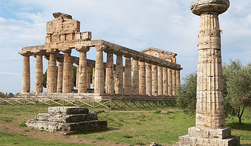 The Temple of Athena and the ancient column