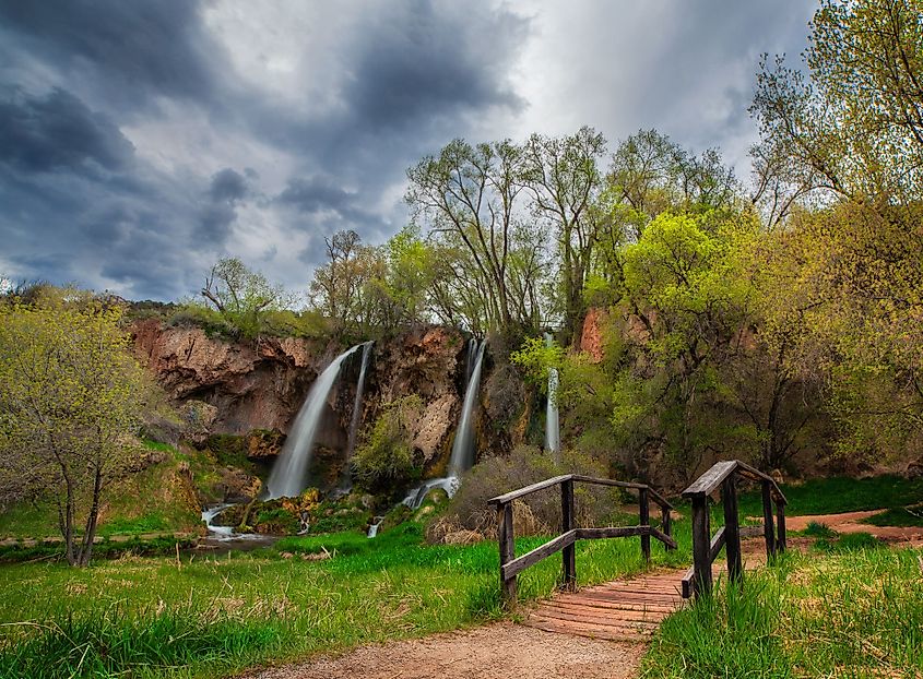 Stormy clouds above Rifle Falls State Park near Rifle, Colorado