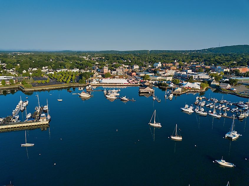 Aerial drone image Rockland Harbor in Maine