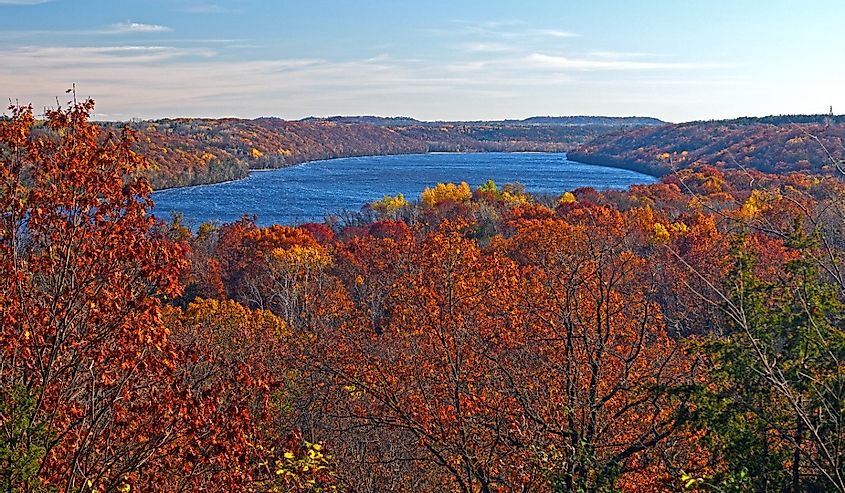 Fall Colors on the St Croix River in Afton State Park in Minnesota