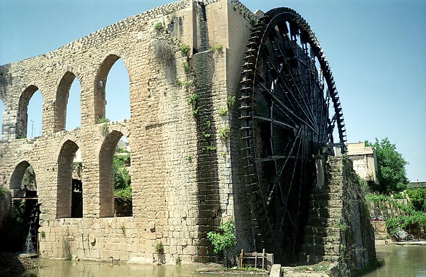 Roman water mill in Hama, Syria