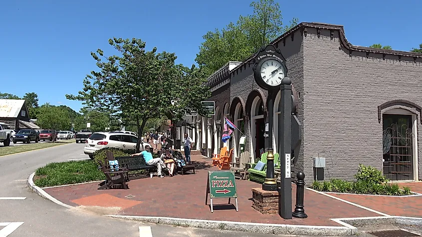 Typical street view of Main Street Senoia, Georgia