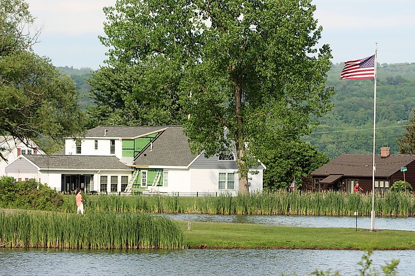 Sugar Loaf Pond as seen from Belanger Avenue in the town of Waterford, New York