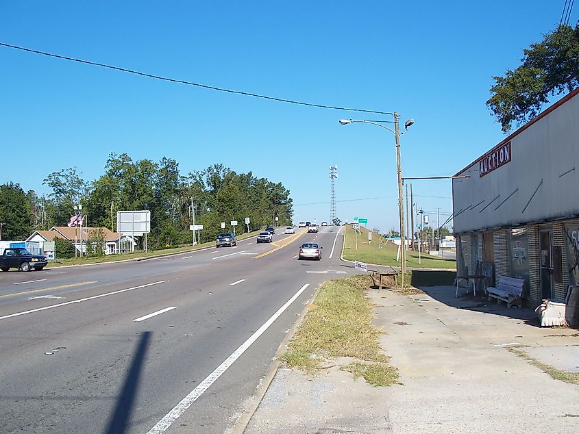 Century, Florida: Looking north on US 29 towards Flomaton, Alabama
