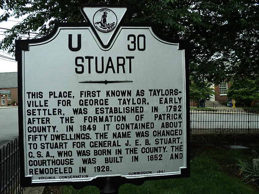 Virginia state historic marker, Stuart.