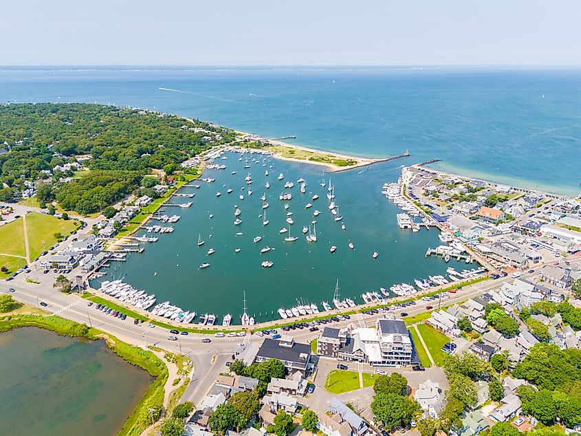 Aerial view of Oak Bluffs, Massachusetts.