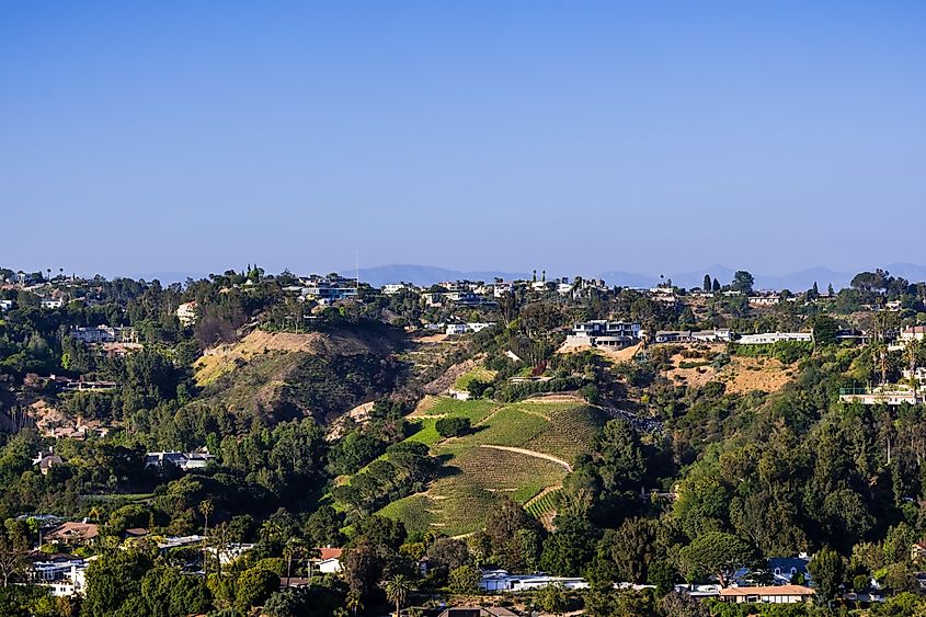 View of Bel Air in Los Angeles, California.