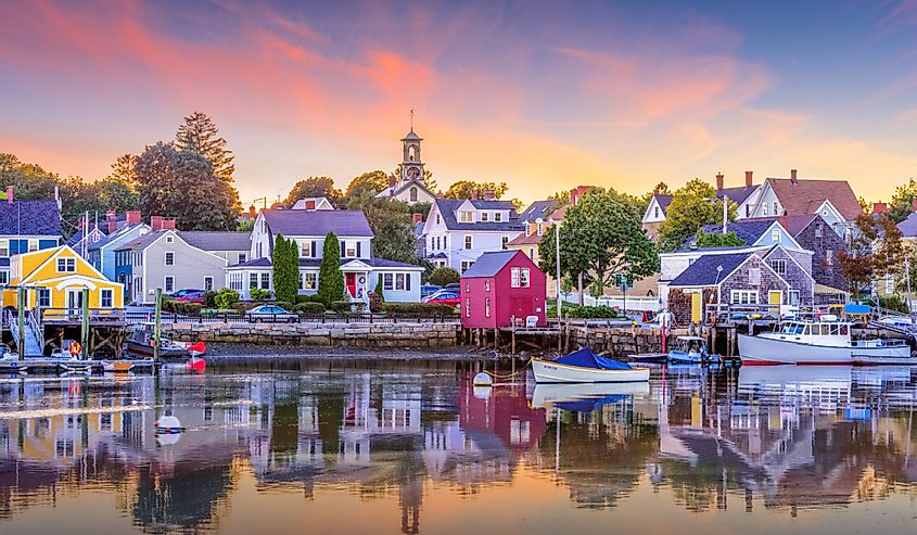 Portsmouth, New Hampshire harbor at sunset