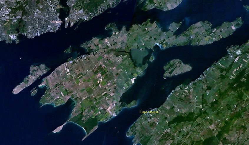 NASA Satellite view of Wolfe Island, Canada.