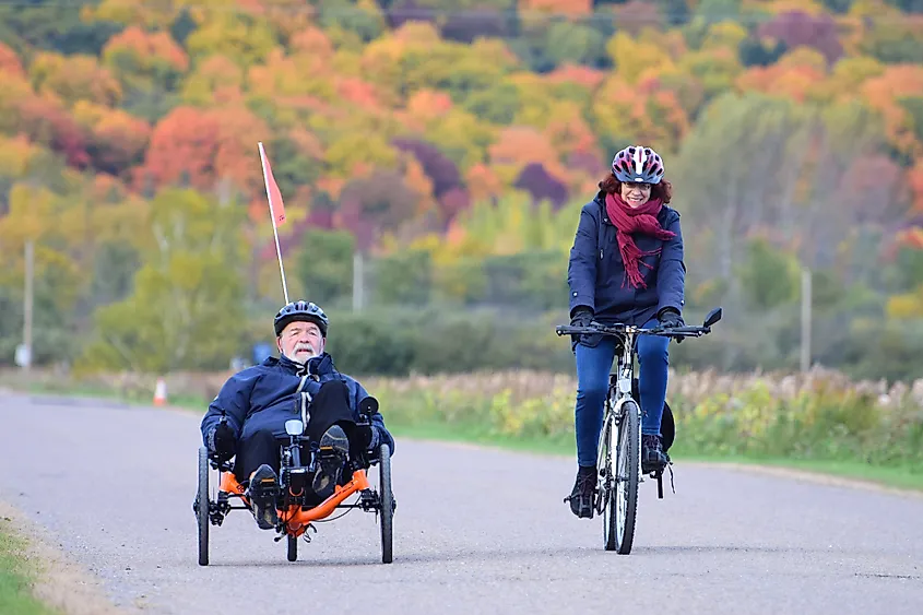 Riiding a trike along the Trans-Canada trail.