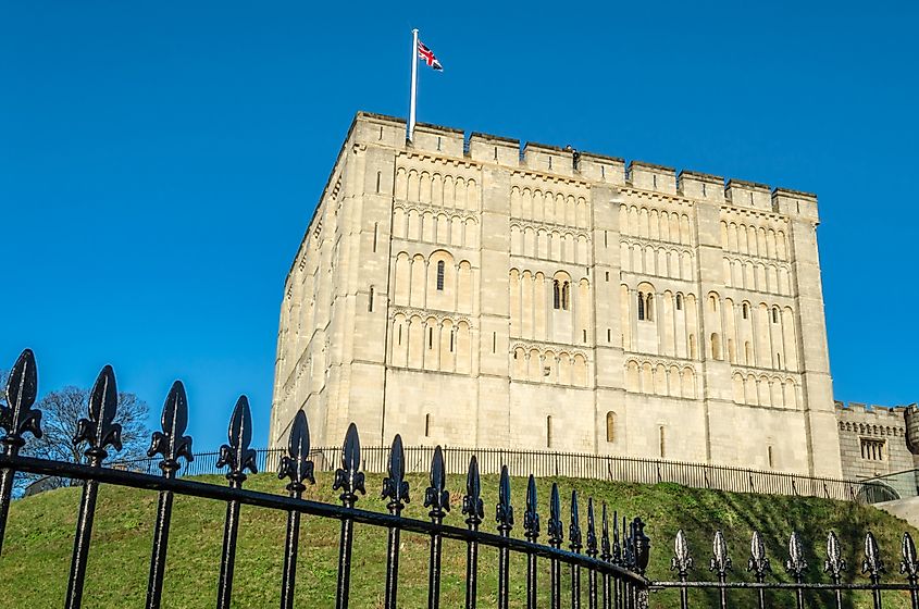 NORWICH, ENGLAND, UNITED KINGDOM - DECEMBER 29, 2013: View of Norwick Castle, Norfolk, England, United Kingdom, built between 1066 and 1075. In 1894 the Norwich Museum moved to the castle