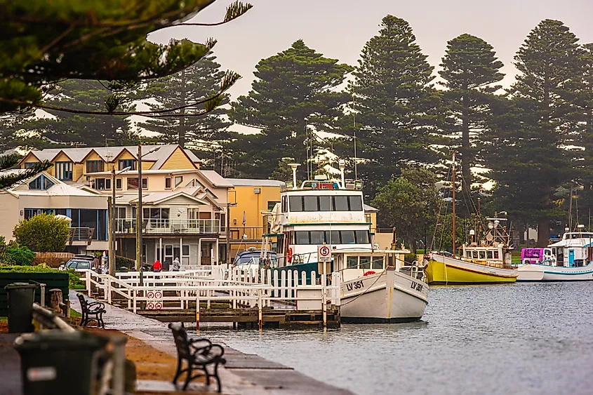 Scenic view of the Moyne River in Port Fairy, Victoria, Australia