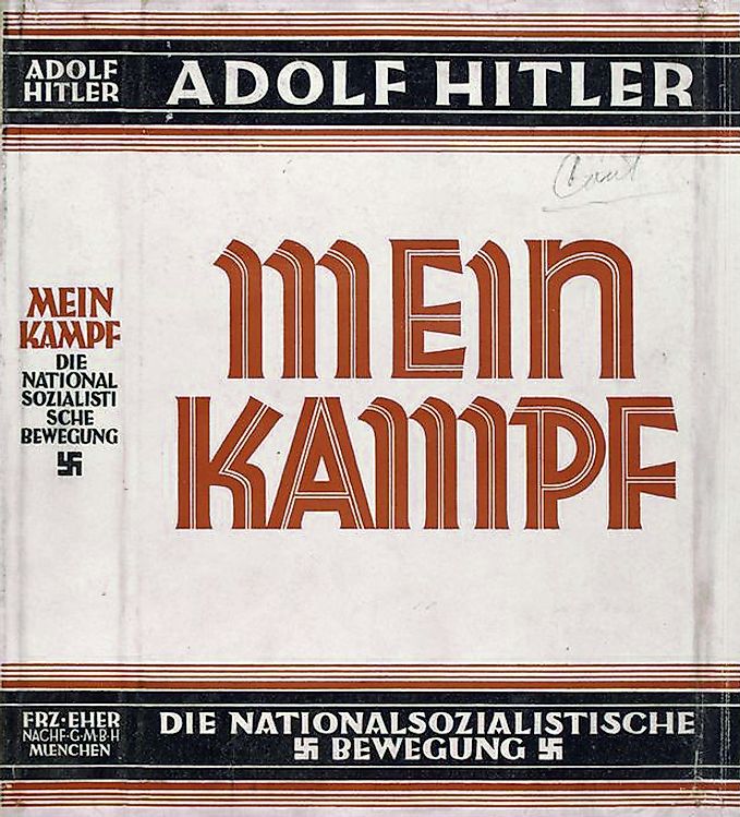 Dust jacket of the book Mein Kampf, written by Adolf Hitler. Courtesy of the New York Public Library Digital Collection. Date	