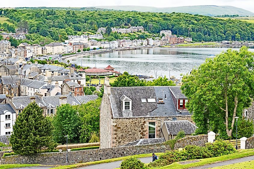 a view of the town of Rothesay, on the island of Bute, in Scotland. (Editorial credit: Mystic Stock Photography / Shutterstock.com)