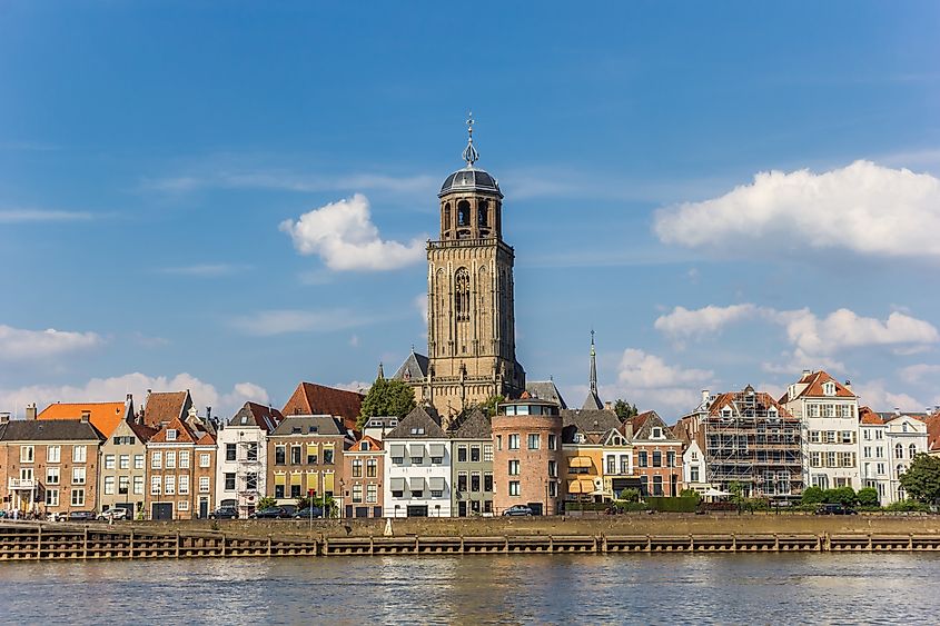 Skyline of historic city Deventer in The Netherlands. 