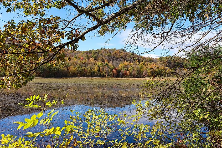 A view across Lake Bomoseen in Vermont.
