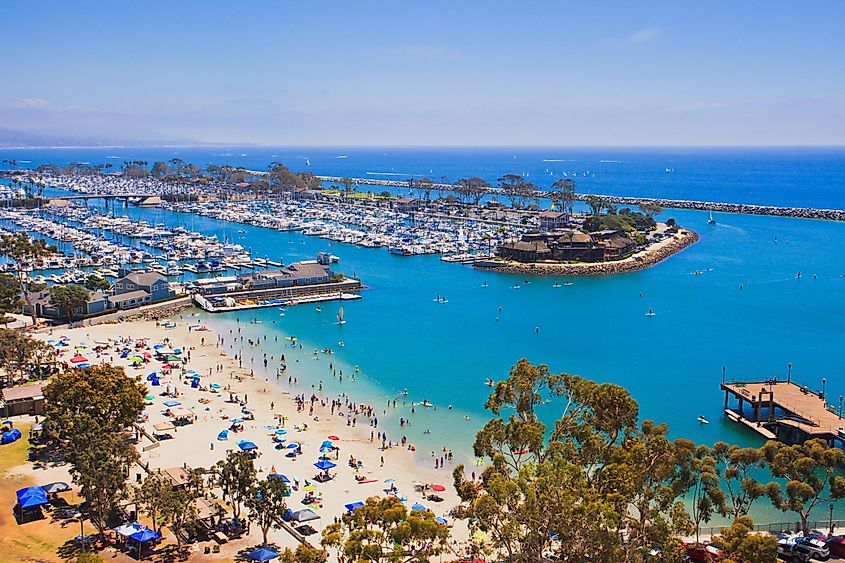 The beach and marina at Dana Point, California.