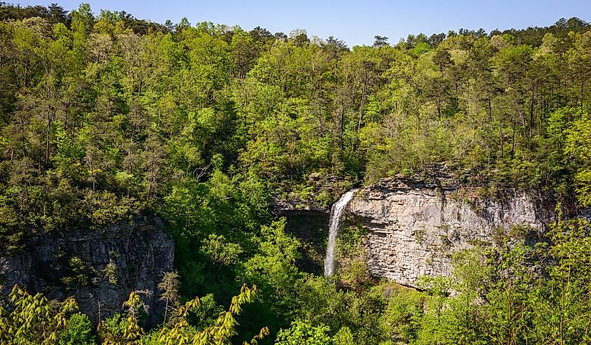 Waterfall off cliff at Little River Canyon National Preserve