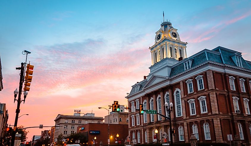 Indiana Pennsylvania old courthouse at sunset