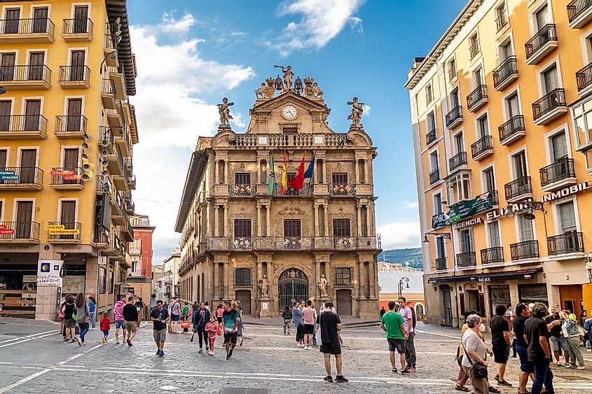The historic city center of Pamplona, Spain. 