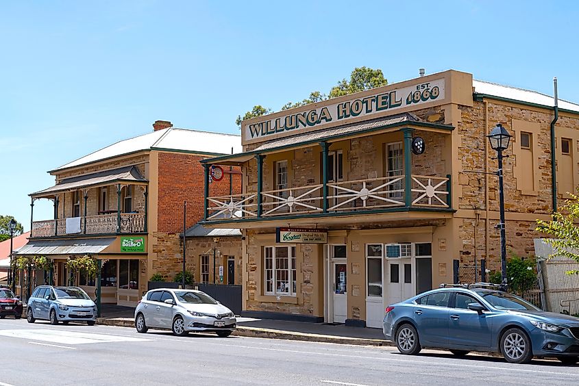 Willunga Hotel, established 1868, located on High Street in Willunga, South Australia