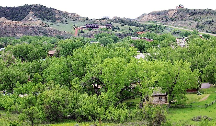 Medora, North Dakota from Theodore Roosevelt National Park.