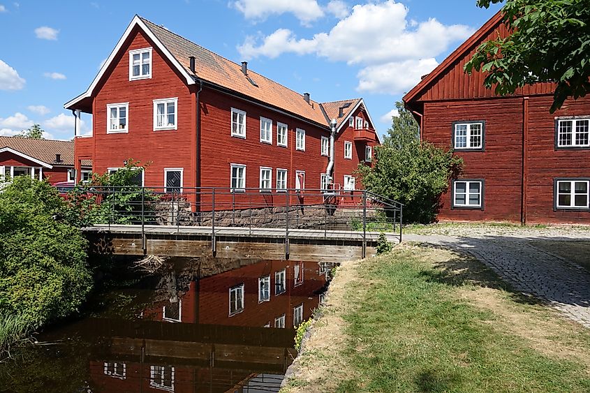 Wooden buildings in Eksjo, Sweden.
