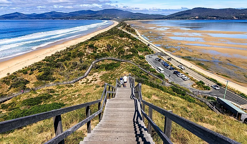  A view of the Neck connecting north and south Bruny Island.