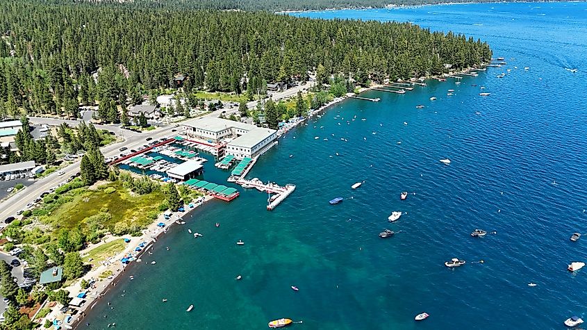 Aerial shot of North Lake Tahoe.